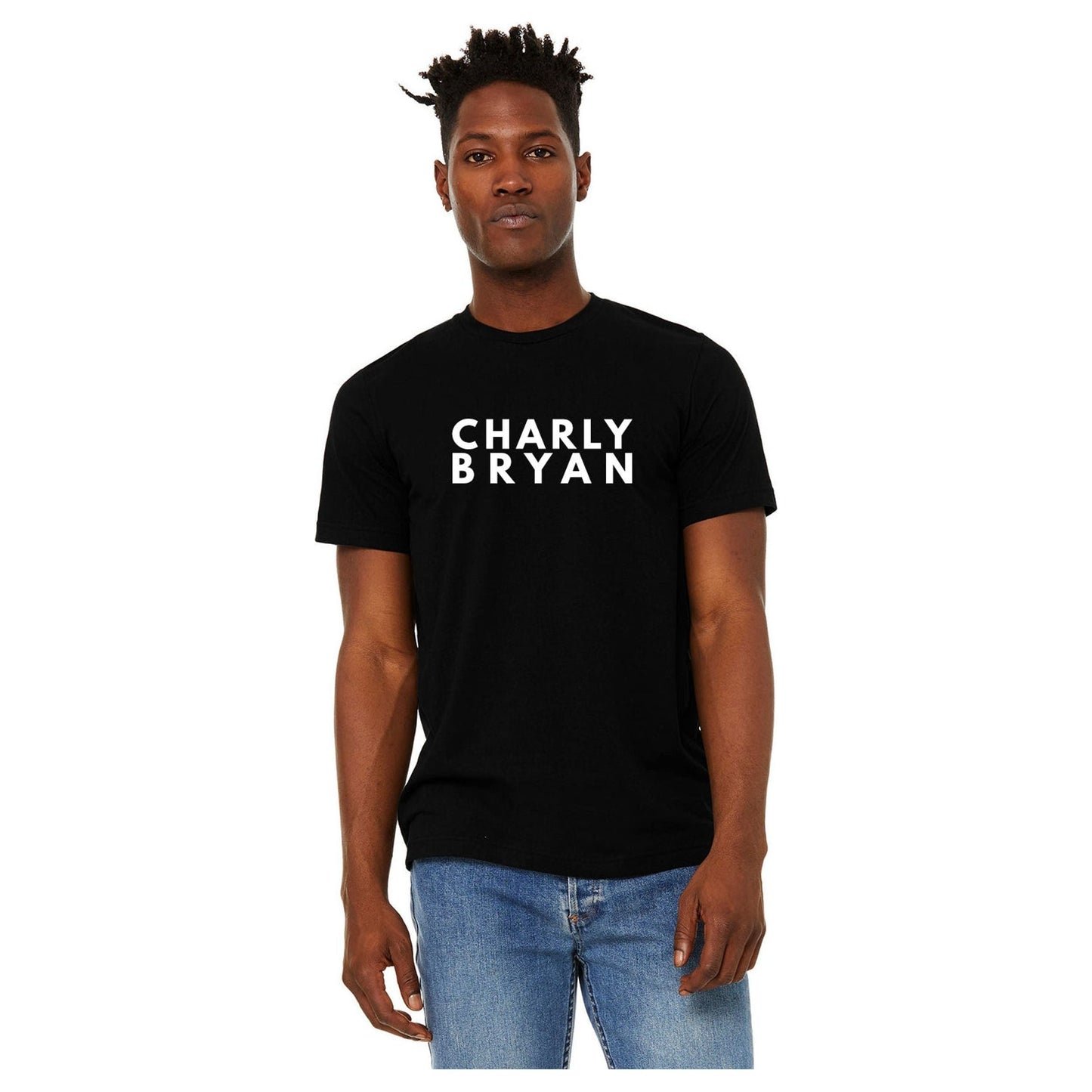 Charly Bryan "Stacked Logo" Sueded Cotton T-Shirt - Bold Collection, Lightweight and Super Soft