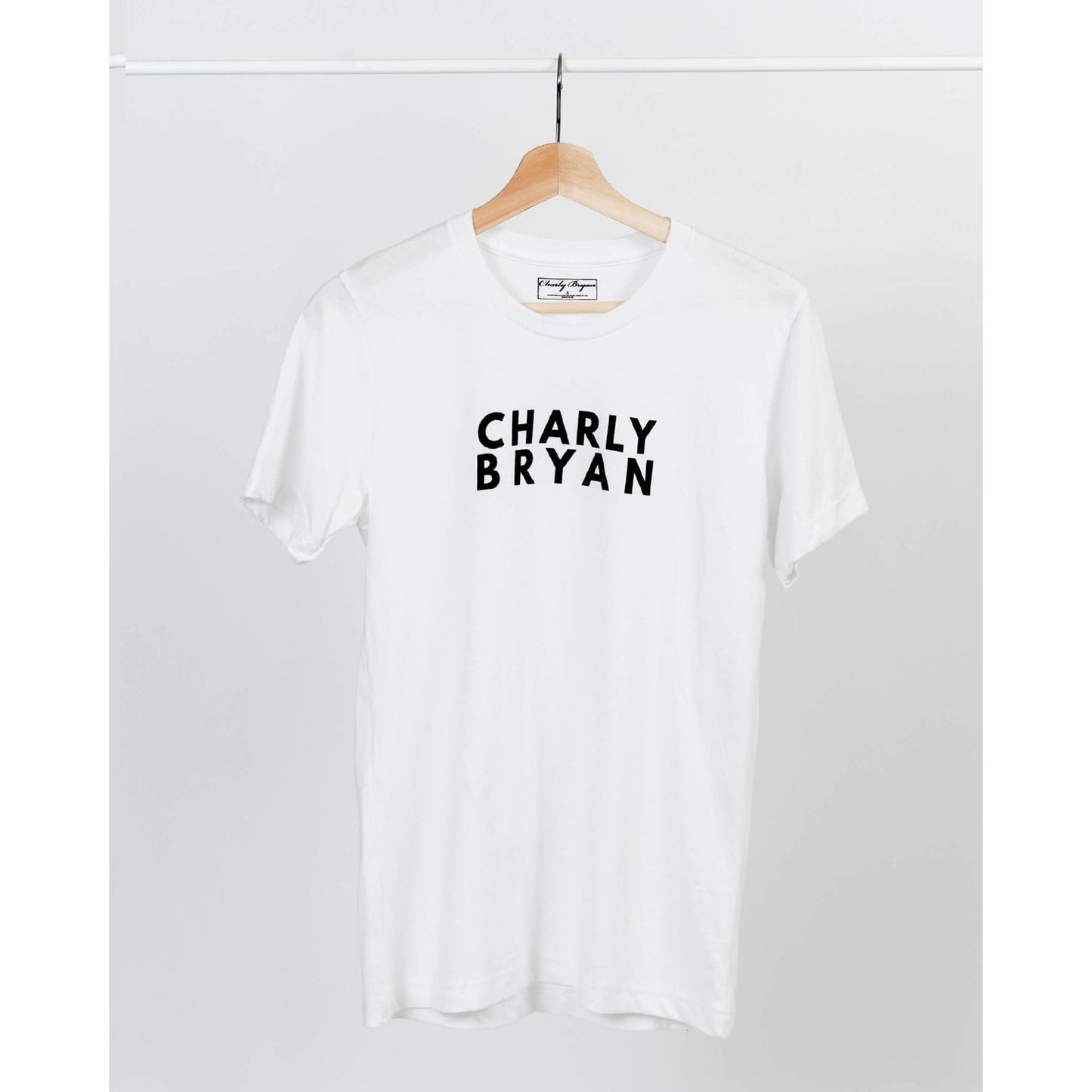 Charly Bryan "Stacked Logo" Sueded Cotton T-Shirt - Bold Collection, Lightweight and Super Soft
