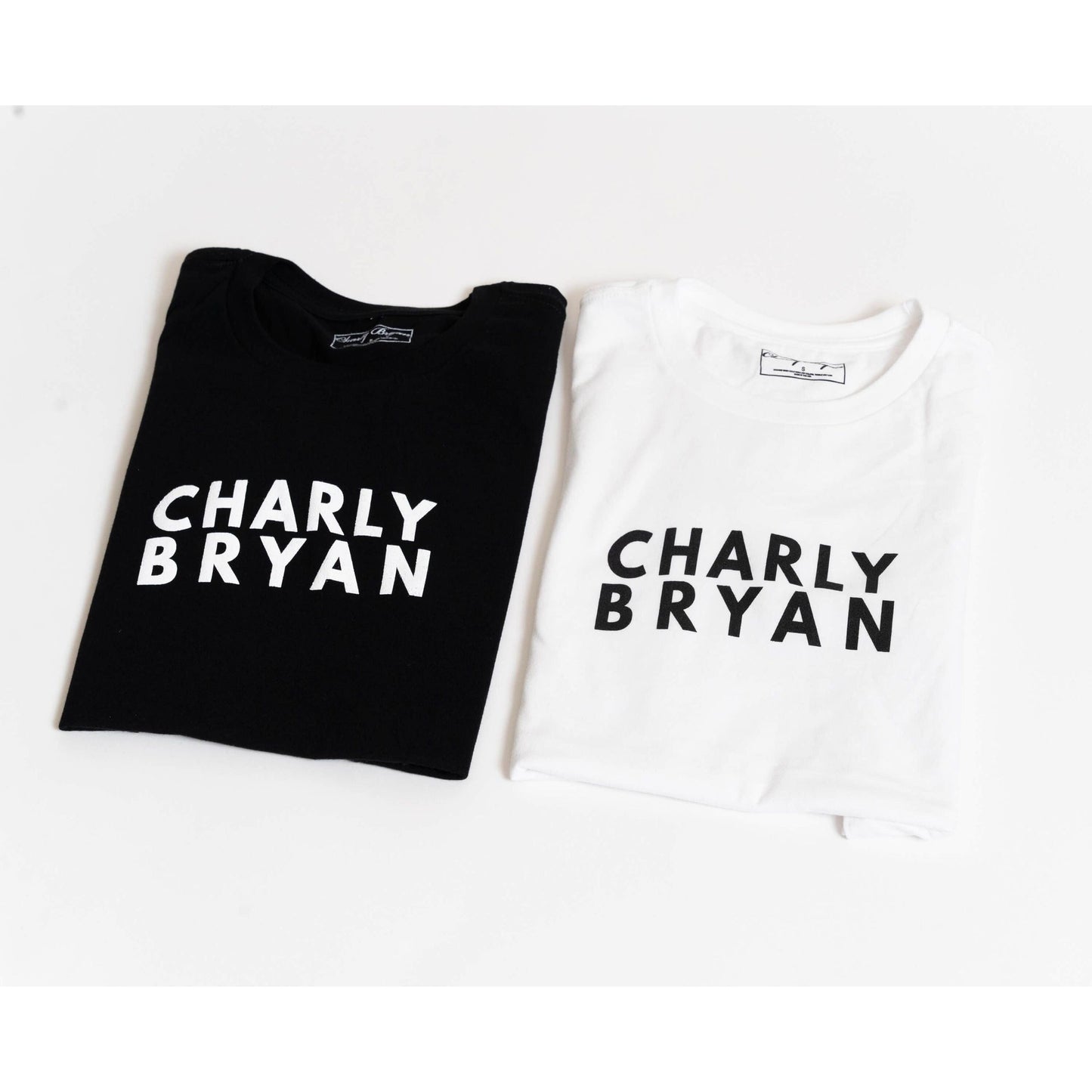 Charly Bryan "Stacked Logo" Sueded Cotton T-Shirt - Bold Collection, Lightweight and Super Soft