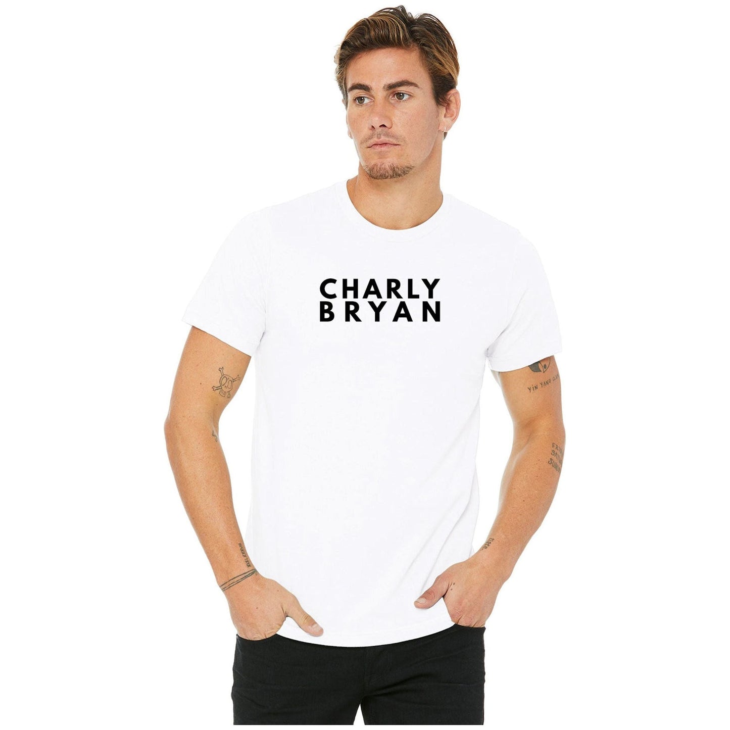 Charly Bryan "Stacked Logo" Sueded Cotton T-Shirt - Bold Collection, Lightweight and Super Soft