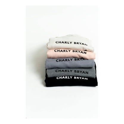 Charly Bryan "Small Logo" Sueded Cotton T-Shirt - Bold Collection, Lightweight and Super Soft