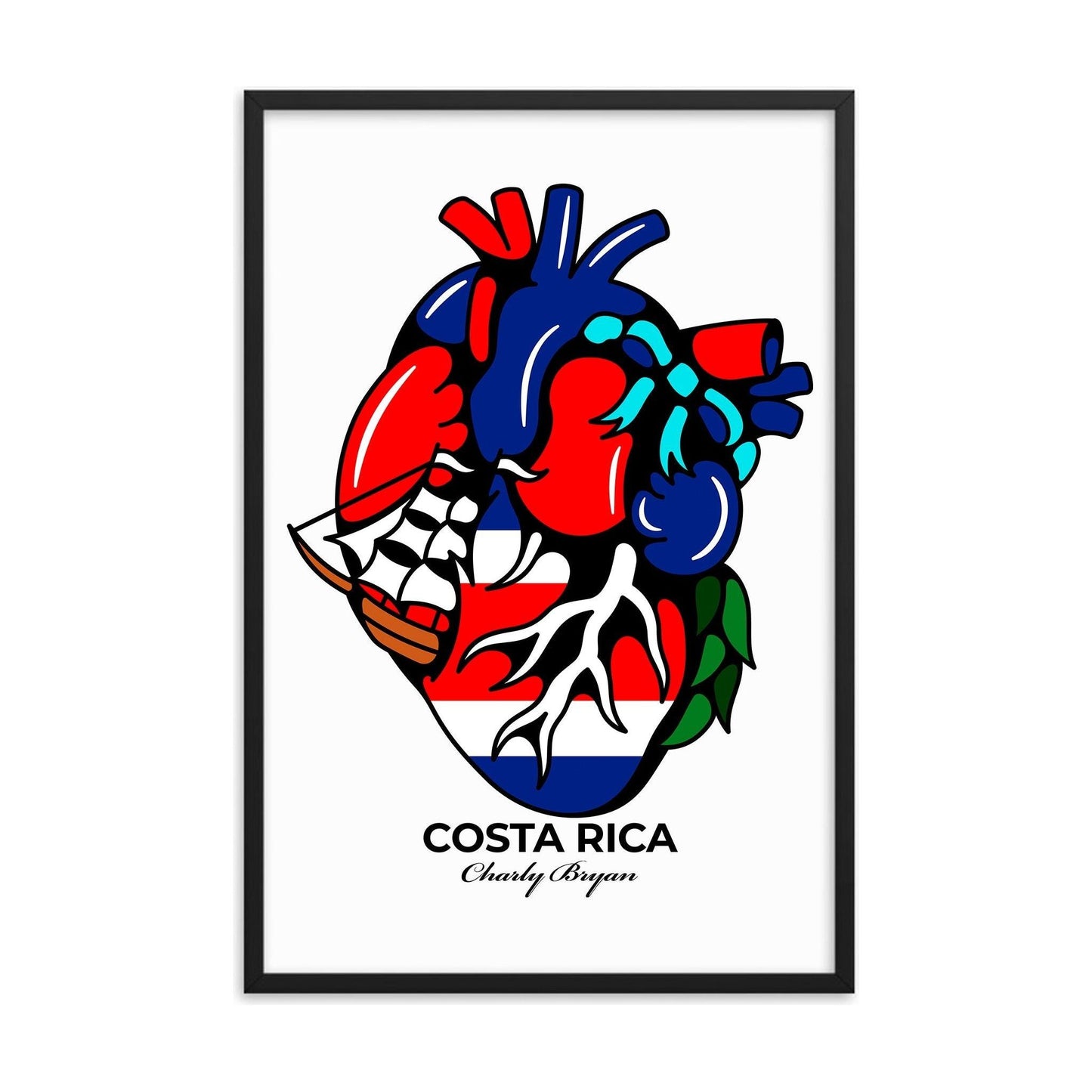 Charly Bryan "Flag in My Heart" Framed Prints: Unleash Your National Pride with Stunning Artistry (24X36 inches) - Premium Quality Craftsmanship and 2 Frame Color Options