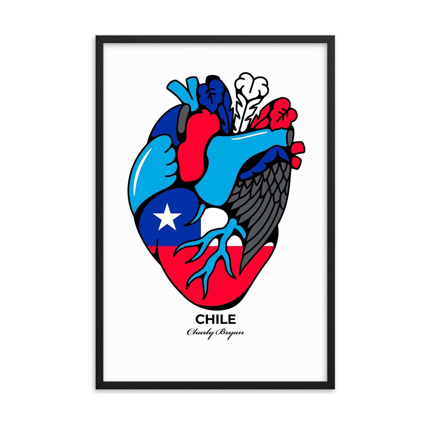 Charly Bryan "Flag in My Heart" Framed Prints: Unleash Your National Pride with Stunning Artistry (24X36 inches) - Premium Quality Craftsmanship and 2 Frame Color Options