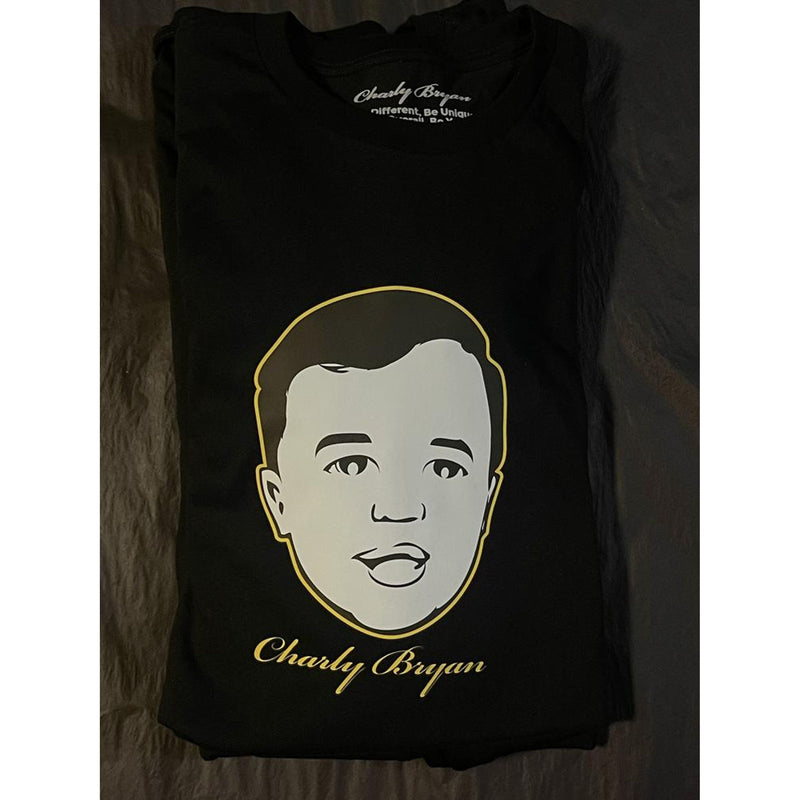 Charly Bryan "Big Face Logo with Yellow Outline" Mens T-Shirt - Big Face Logo Collection
