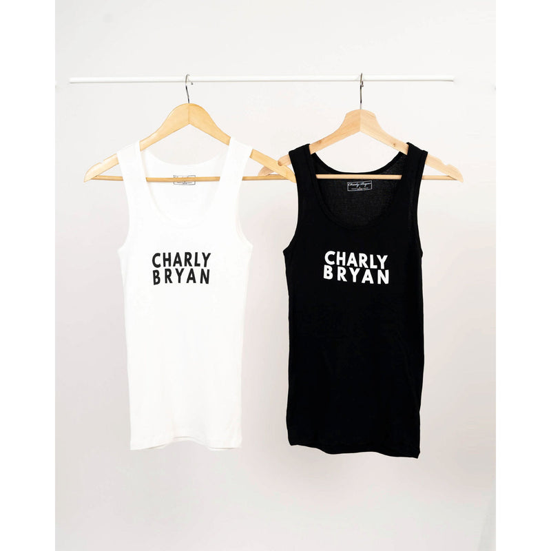 Charly Bryan "Ladies Stacked Logo" Baby Rib Tank Top - Bold Collection