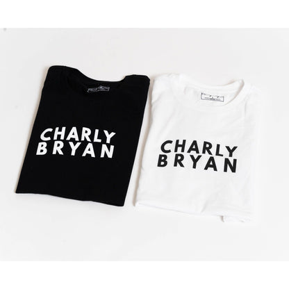 Charly Bryan "Stacked Logo" Sueded Cotton T-Shirt - Bold Collection, Lightweight and Super Soft