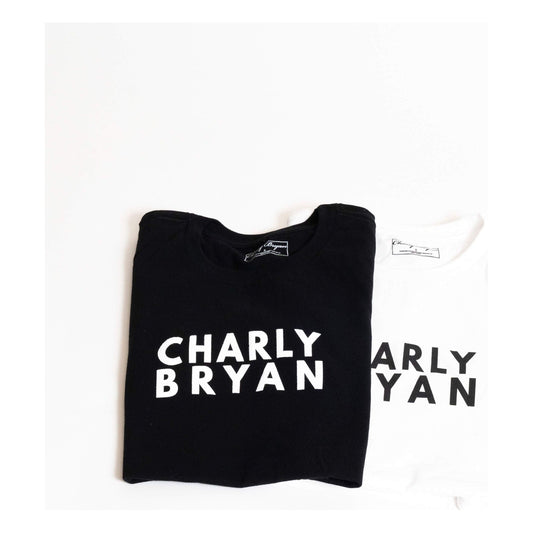 Charly Bryan "Stacked Logo" Sueded Cotton T-Shirt - Bold Collection, Lightweight and Super Soft
